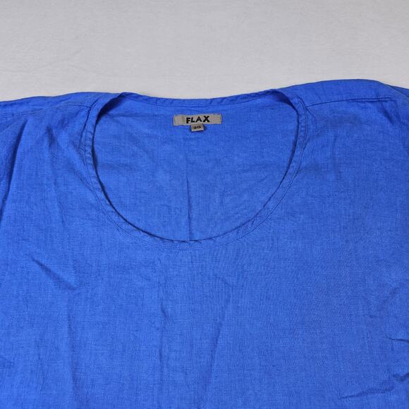 FLAX Designs Linen Top Womens 2G Blue Lagenlook Tunic Oversized Boho Shirt 24W - Picture 5 of 14